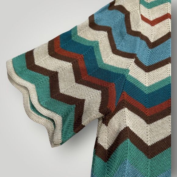 Alfred Dunner Women's S Multicolor Chevron Striped Short Sleeve Lightweight Top - Picture 6 of 11